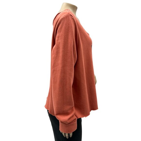 Lauren Conrad Custom Cut Peace Love Sunshine Boxy Crop Sweater Rust Orange L - Picture 3 of 10